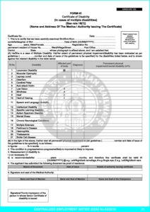 Form VI Certificate of Disability multiple disabilities pdf