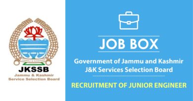 Jammu and Kashmir Recruitment | Apply Online for Junior Engineer