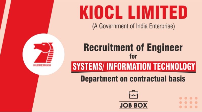 KIOCL LIMITED Recruitment Of Engineer