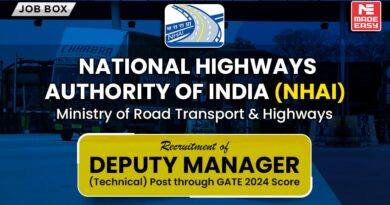 NHAI Recruitment of Deputy Manager (Technical) Post through GATE 2024 Score