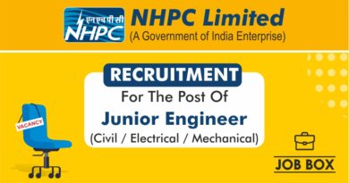 NHPC JE Recruitment 2022 for the posts of Junior Engineer