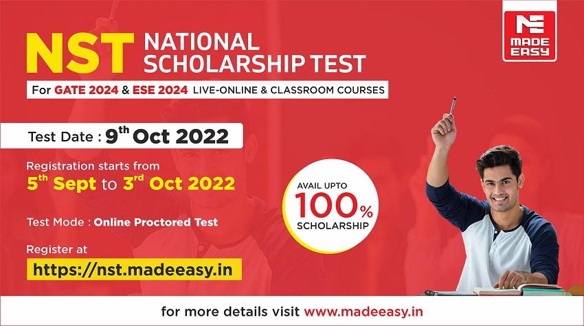 National Scholarship Test (NST) for Aspirants of GATE & ESE 2024