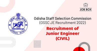 OSSC JE Recruitment 2022, Apply for 1008 Posts of Junior Engineer
