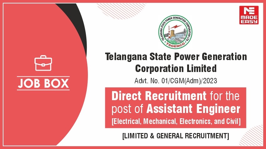 TSGENCO AE Recruitment 2023: Assistant Engineer (EE, ME, EC & CE)