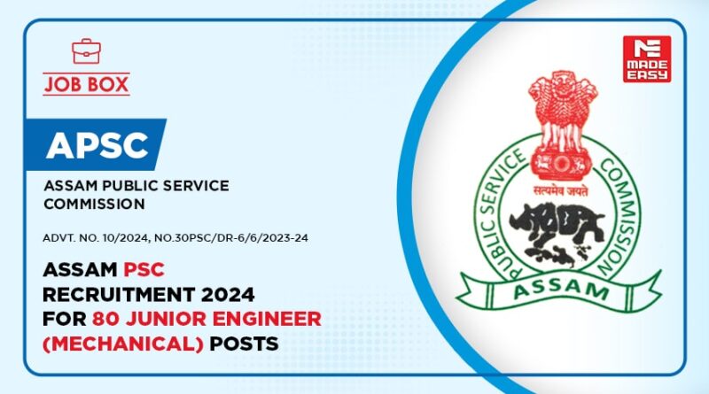 APSC Junior Engineer Recruitment 2024