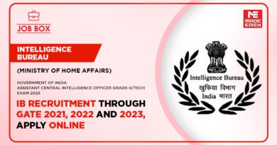 IB Recruitment Through GATE 2021, 2022 and 2023, Apply Online