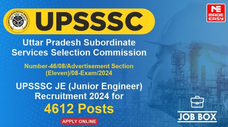 UPSSSC JE (Junior Engineer) Recruitment 2024