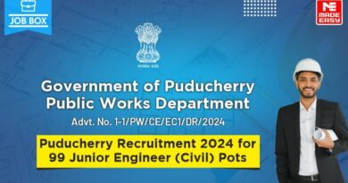 Puducherry JE Recruitment 2024 for 99 Civil Engineers