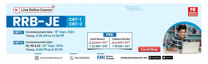 MADE EASY Online Course for RRB JE CBT 1 and CBT 2 Exam