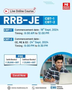 Enroll in Live Online Course for RRB JE CBT 1 & CBT 2 | Start Today