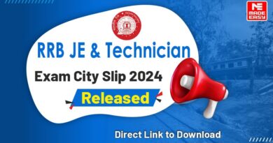 RRB JE & Technician Exam City Slip 2024 Released – Download Now