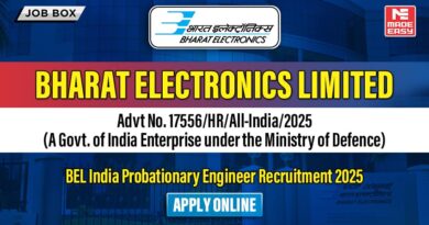 BEL India Probationary Engineer Recruitment 2025, Apply Online