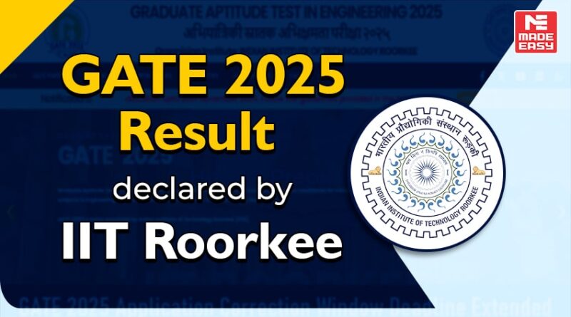 GATE 2025 Result released by IIT Roorkee, Check Now