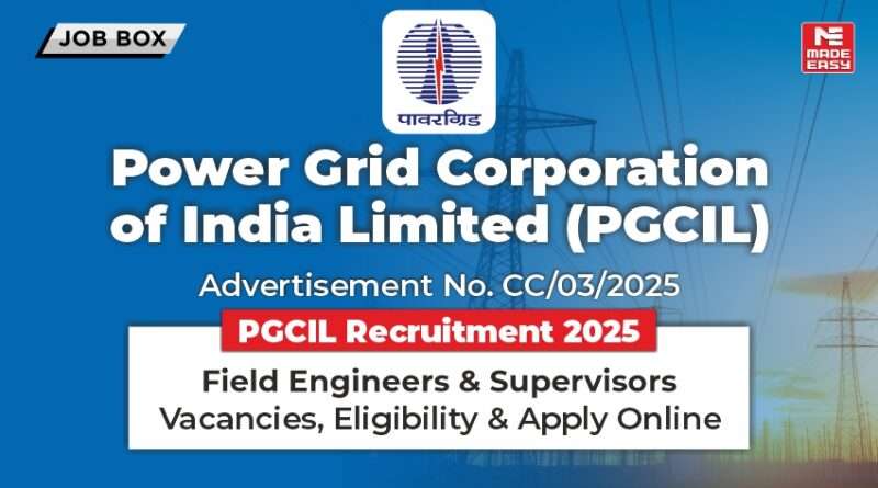 PGCIL Recruitment 2025 Field Engineers & Supervisors – Vacancies, Eligibility & Apply Online