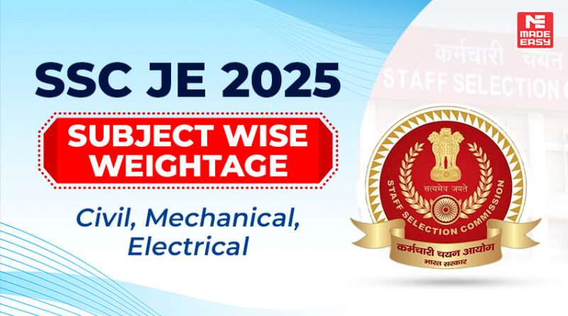 SSC JE 2025 Subject Wise Weightage - Civil, Mechanical, Electrical