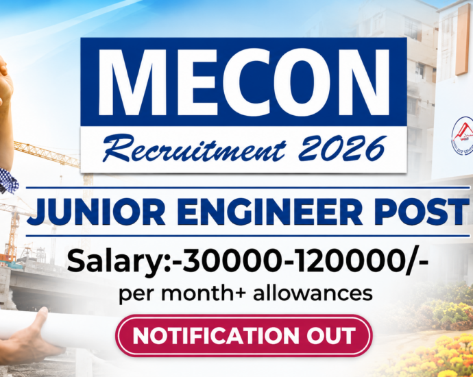 MECON Recruitment 2026 for Junior Engineer