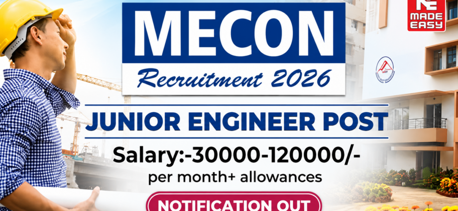 MECON Recruitment 2026 for Junior Engineer