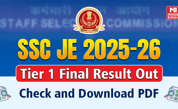 SSC JE 2025-26 Tier 1 Final Result Out