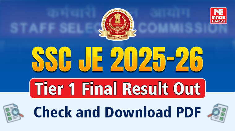 SSC JE 2025-26 Tier 1 Final Result Out